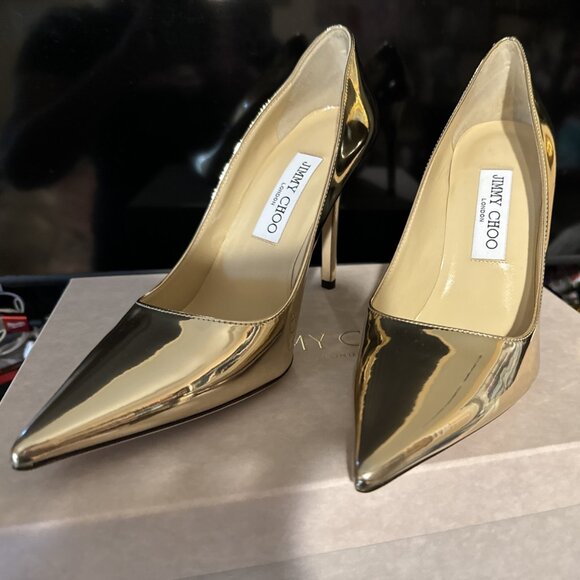 Jimmy Choo Shoes - Jimmy Choo Light Gold Leather Heels